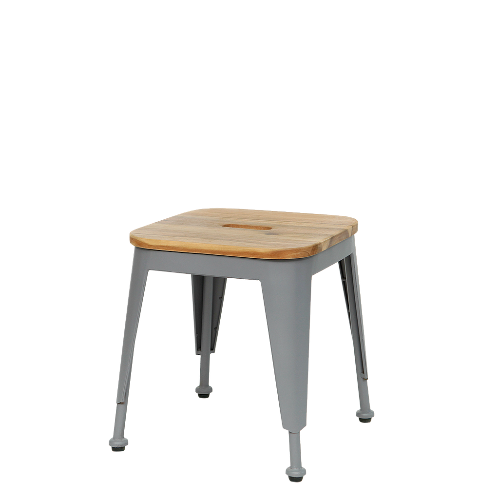 MARIUS - Kids stool / Seat H33 - Pearl grey and Natural acacia