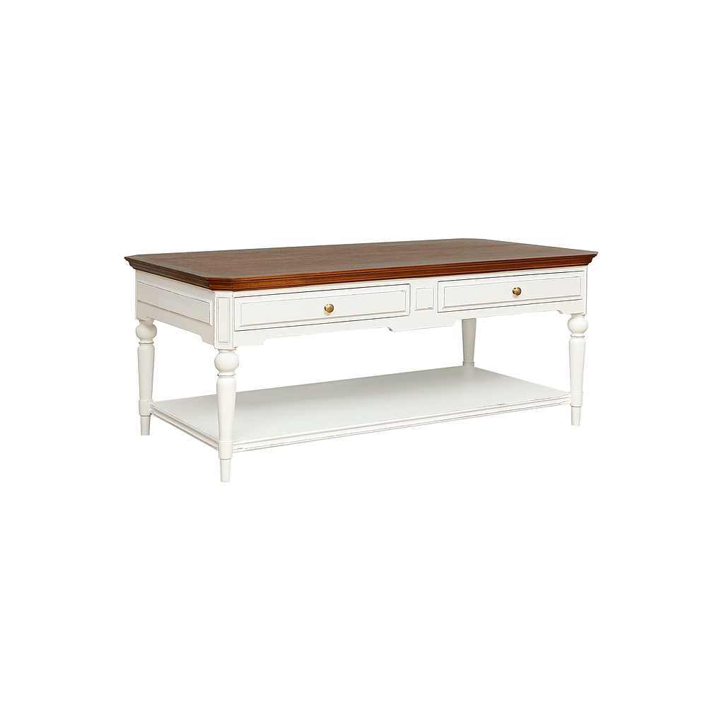 LANTELME - Coffee table L130 x H55 - Brocante white and Washed antic