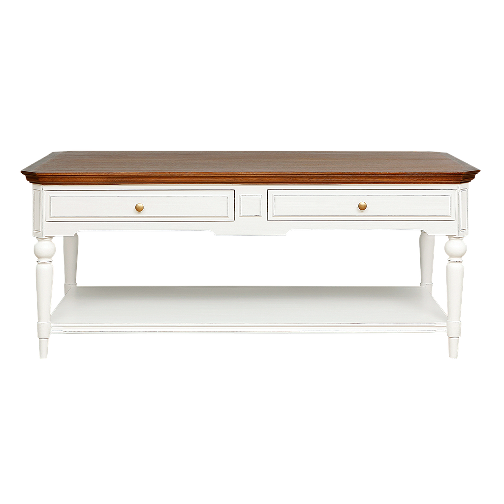 LANTELME - Coffee table L130 x H55 - Brocante white and Washed antic