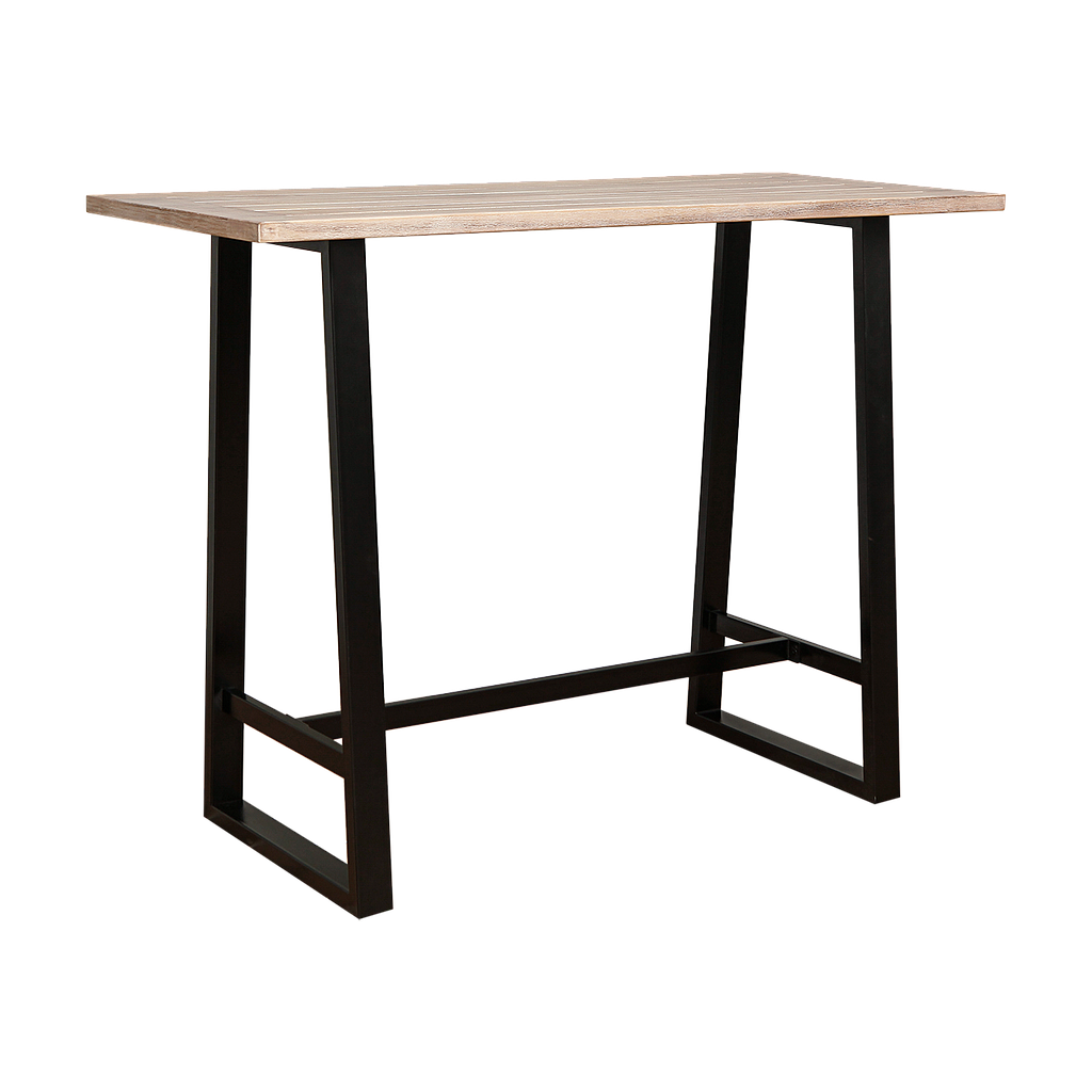 LATTON - Outdoor bar table L140 x W60 - Matt black and Whitened acacia