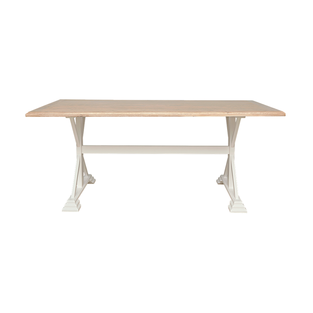 MATHILDE - Dining table L180 x W100 - Brushed white and Toffee