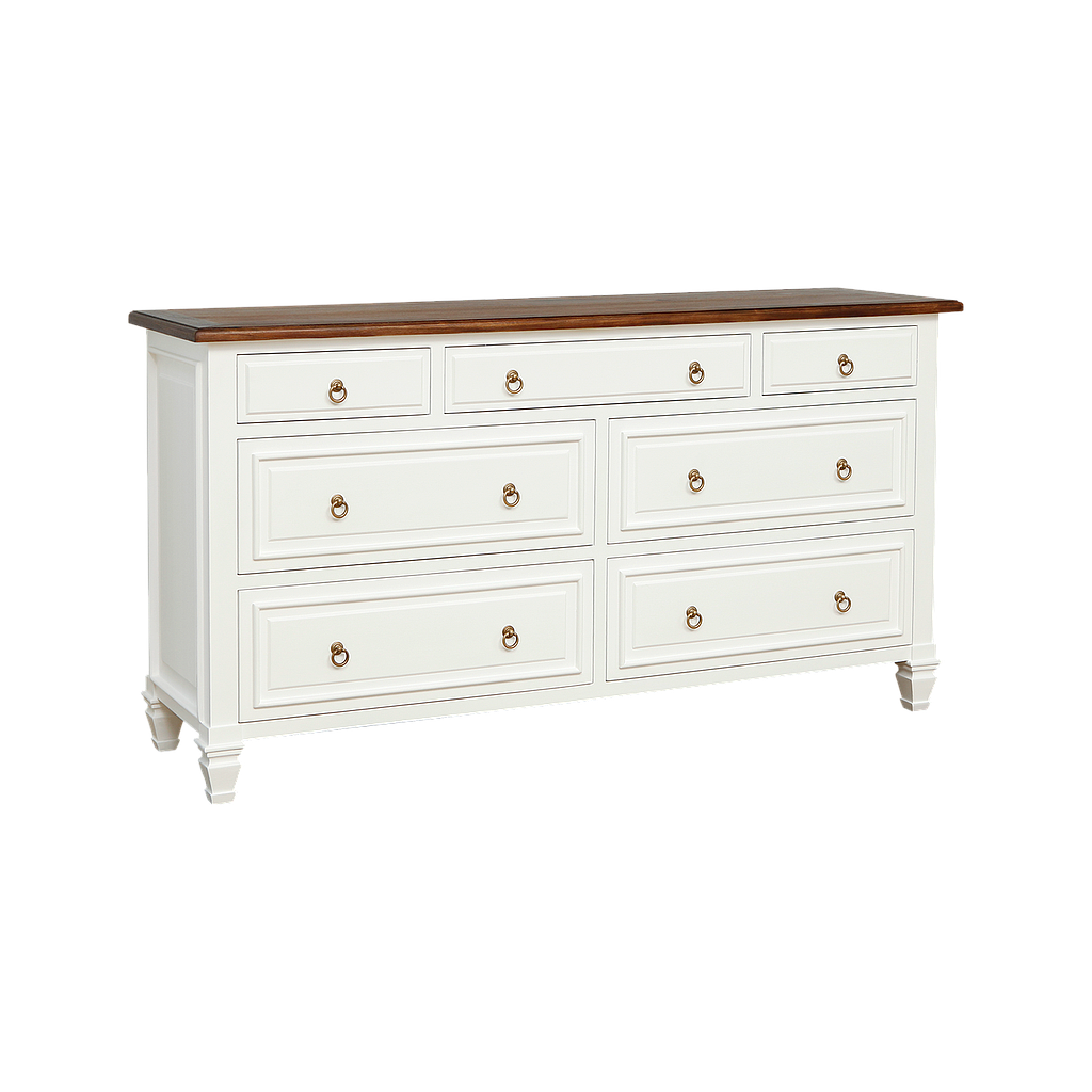 EDYN - Chest of drawers L160 x H85 - Brushed white and Washed antic