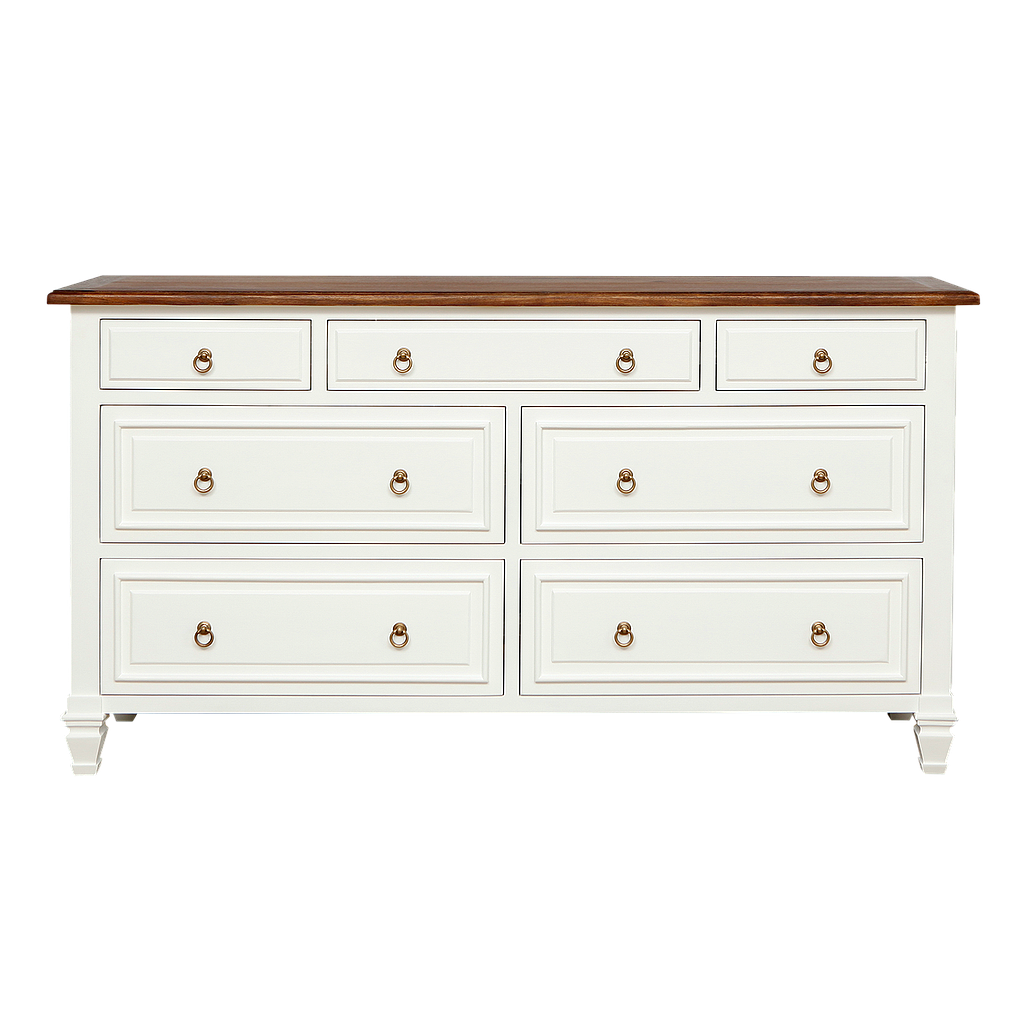 EDYN - Chest of drawers L160 x H85 - Brushed white and Washed antic