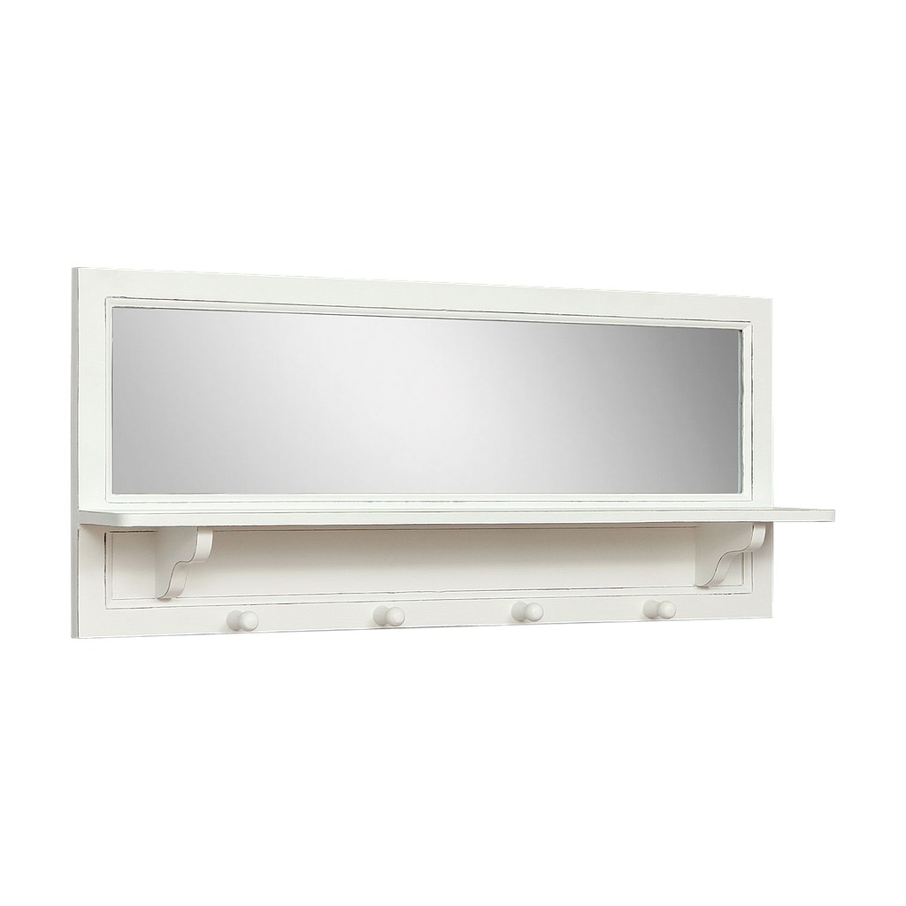 ATTAR - Coat rack with mirror L100 - Brocante white