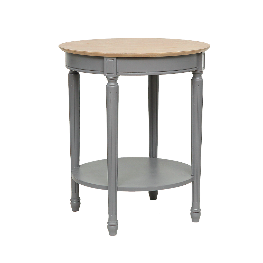 ORLEANS - Side table Diam.55 x H65 - Pearl grey and Toffee