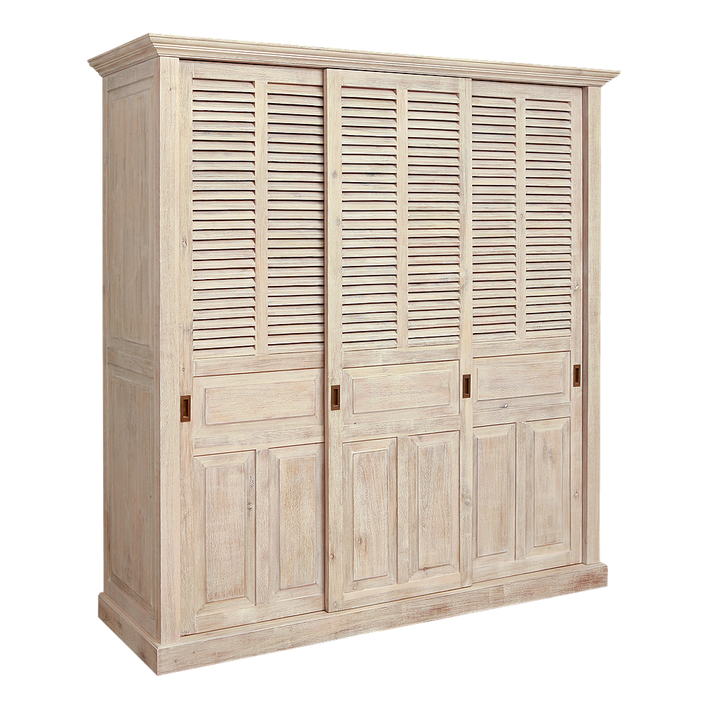 MERRYL - Wardrobe L190 x H200 / Slidding doors - Whitened acacia