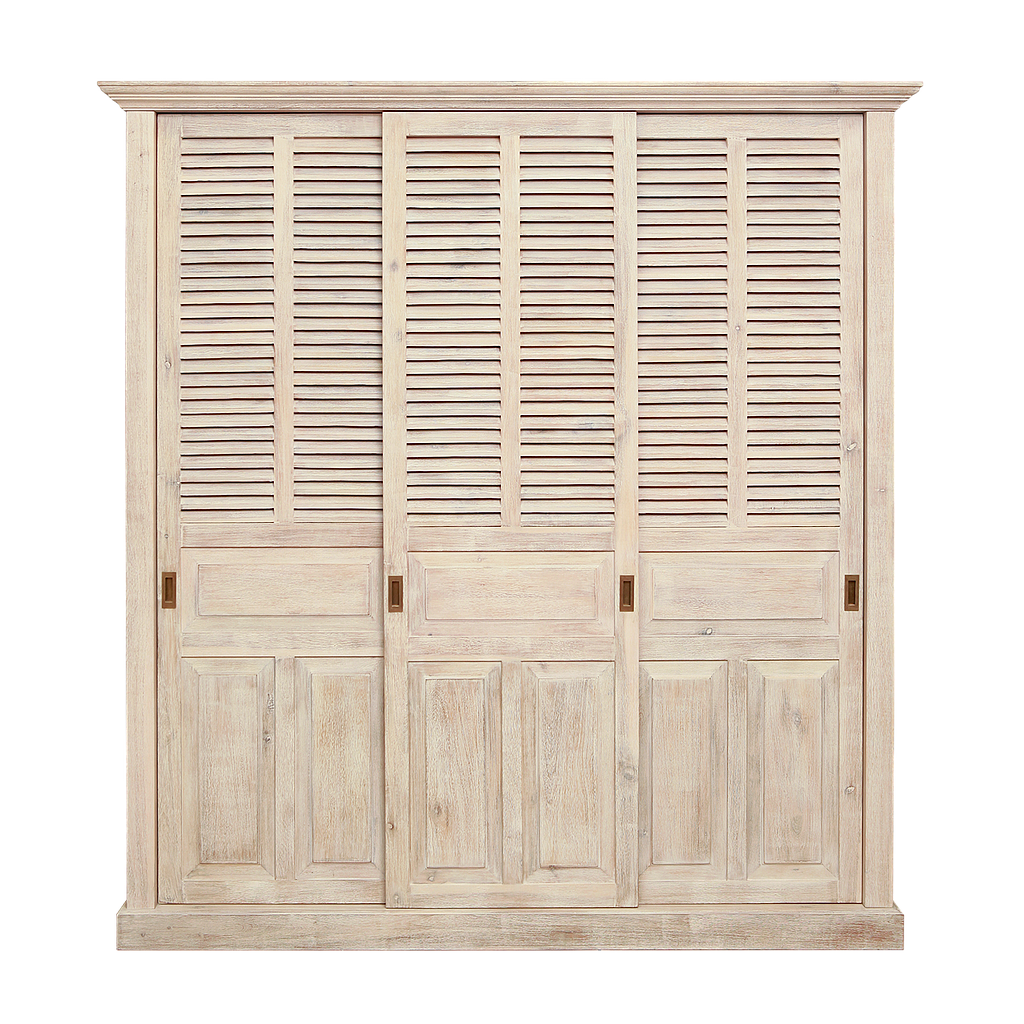 MERRYL - Wardrobe L190 x H200 / Slidding doors - Whitened acacia