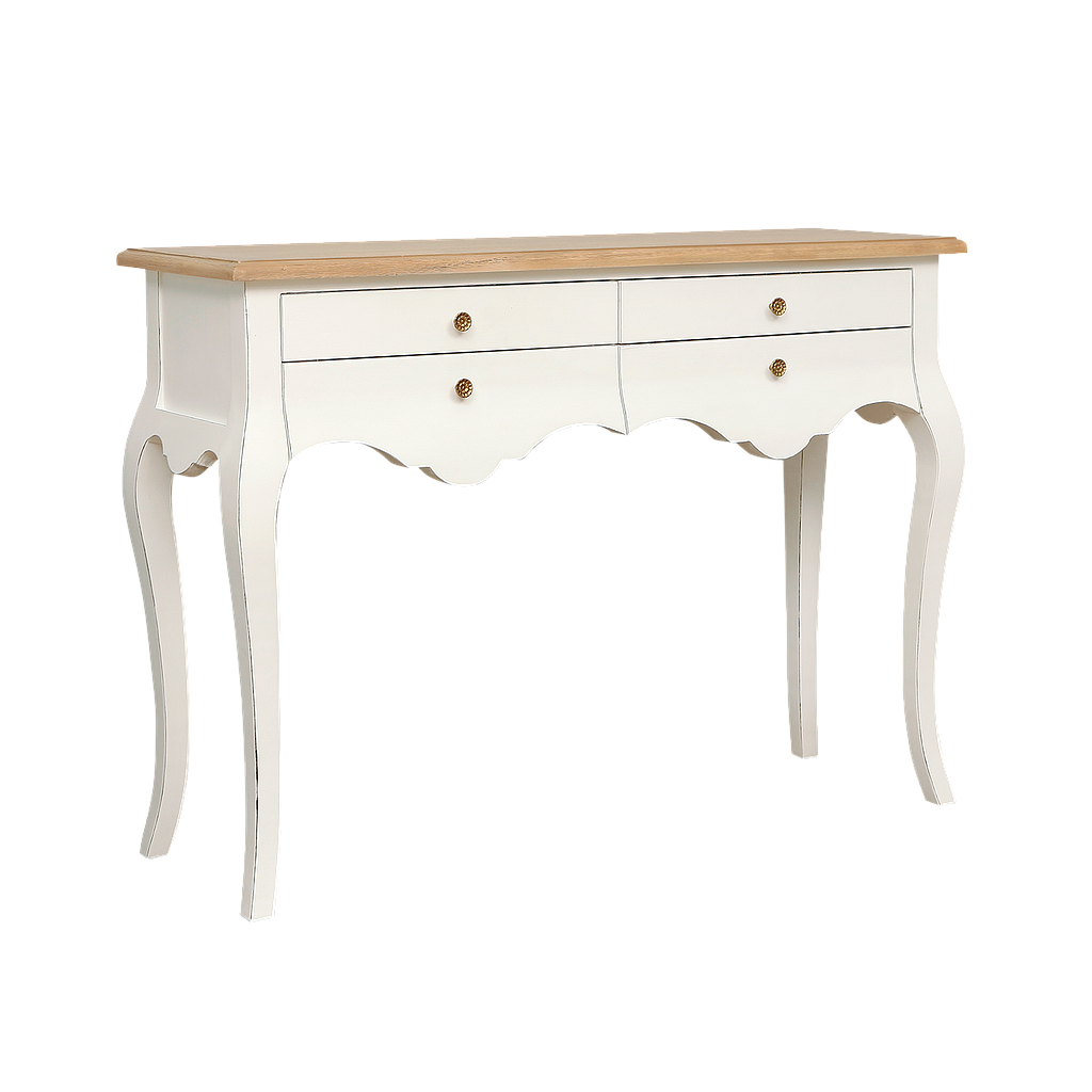 ELODIE - Console table L120 - Brocante white and Toffee