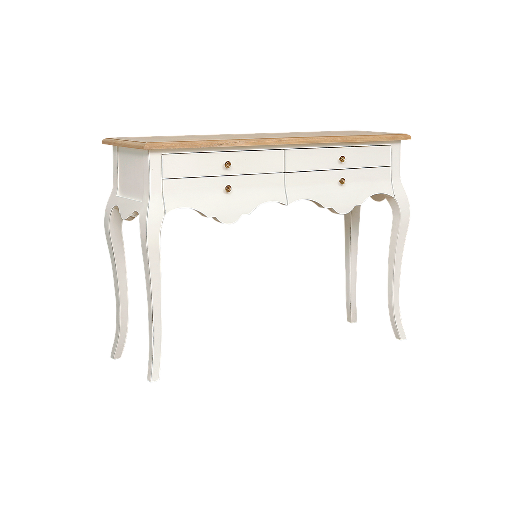 ELODIE - Console table L120 - Brocante white and Toffee