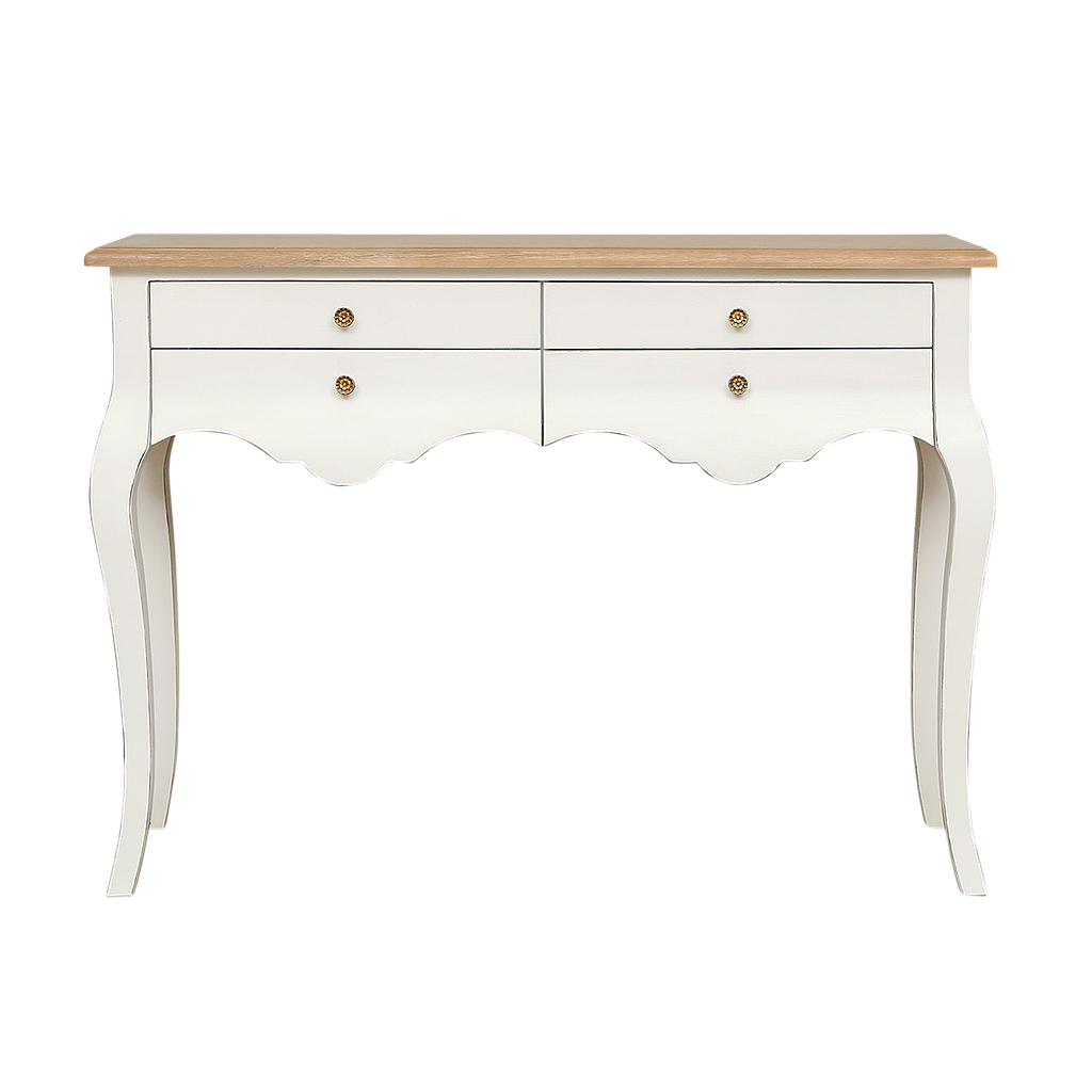 ELODIE - Console table L120 - Brocante white and Toffee
