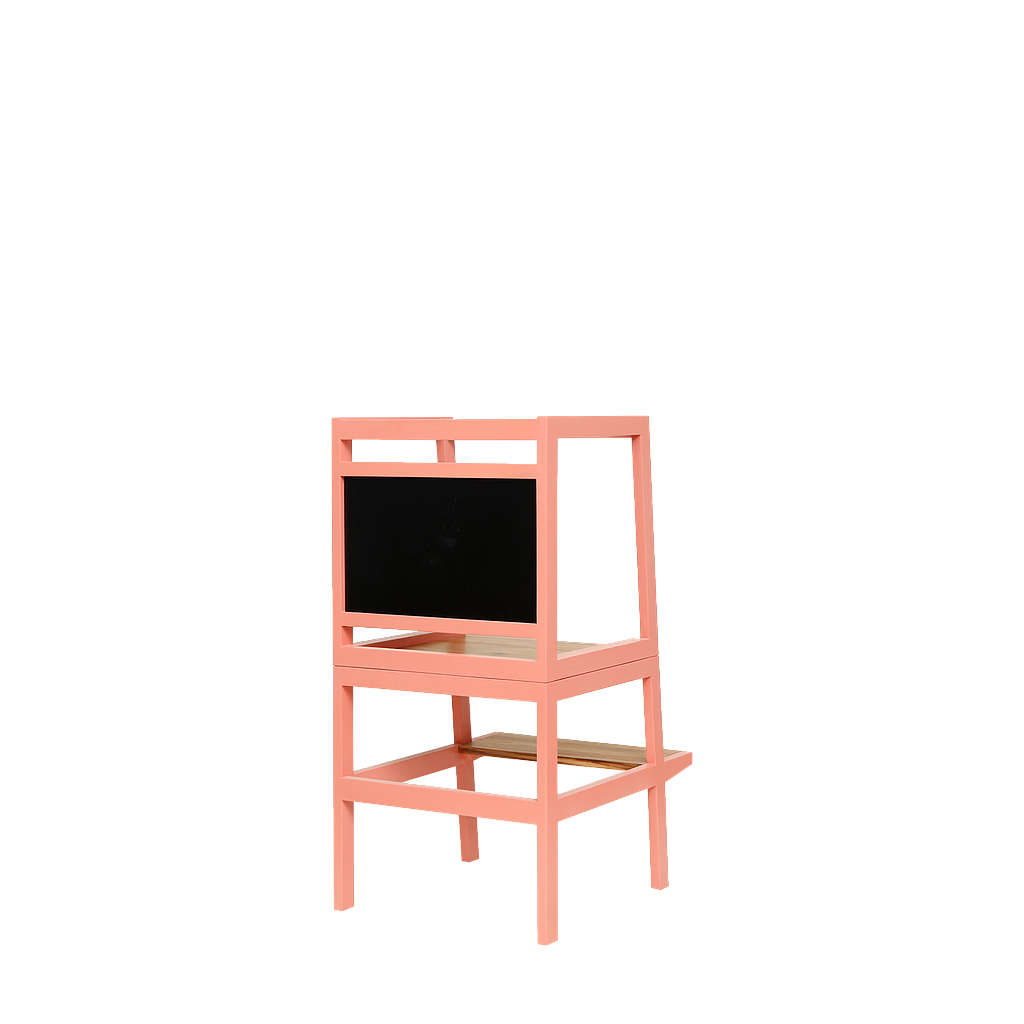 MONTESSORI - Multifunctional learning tower - Shell pink and Natural acacia