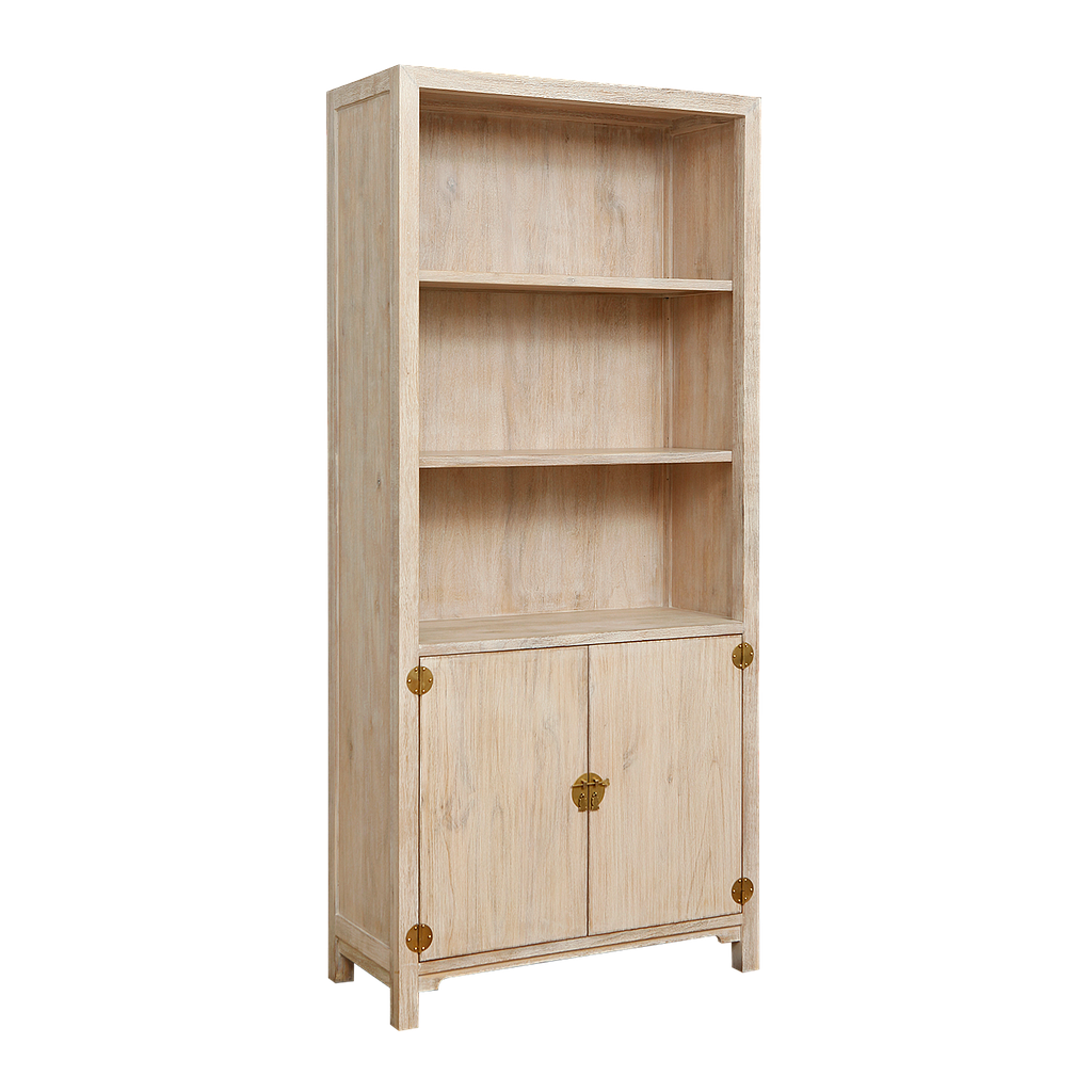 XIAN - Bookcase L90 x H200 - Whitened acacia