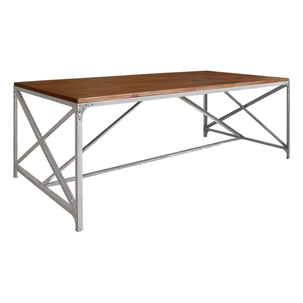 MANHATTAN - Dining table L200 x W100 - Vintage silver and Washed antic