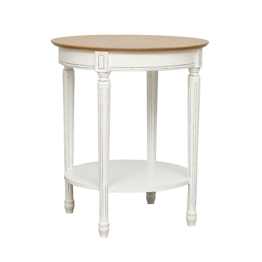 ORLEANS - Side table Diam.55 x H65 - Brocante white and Toffee