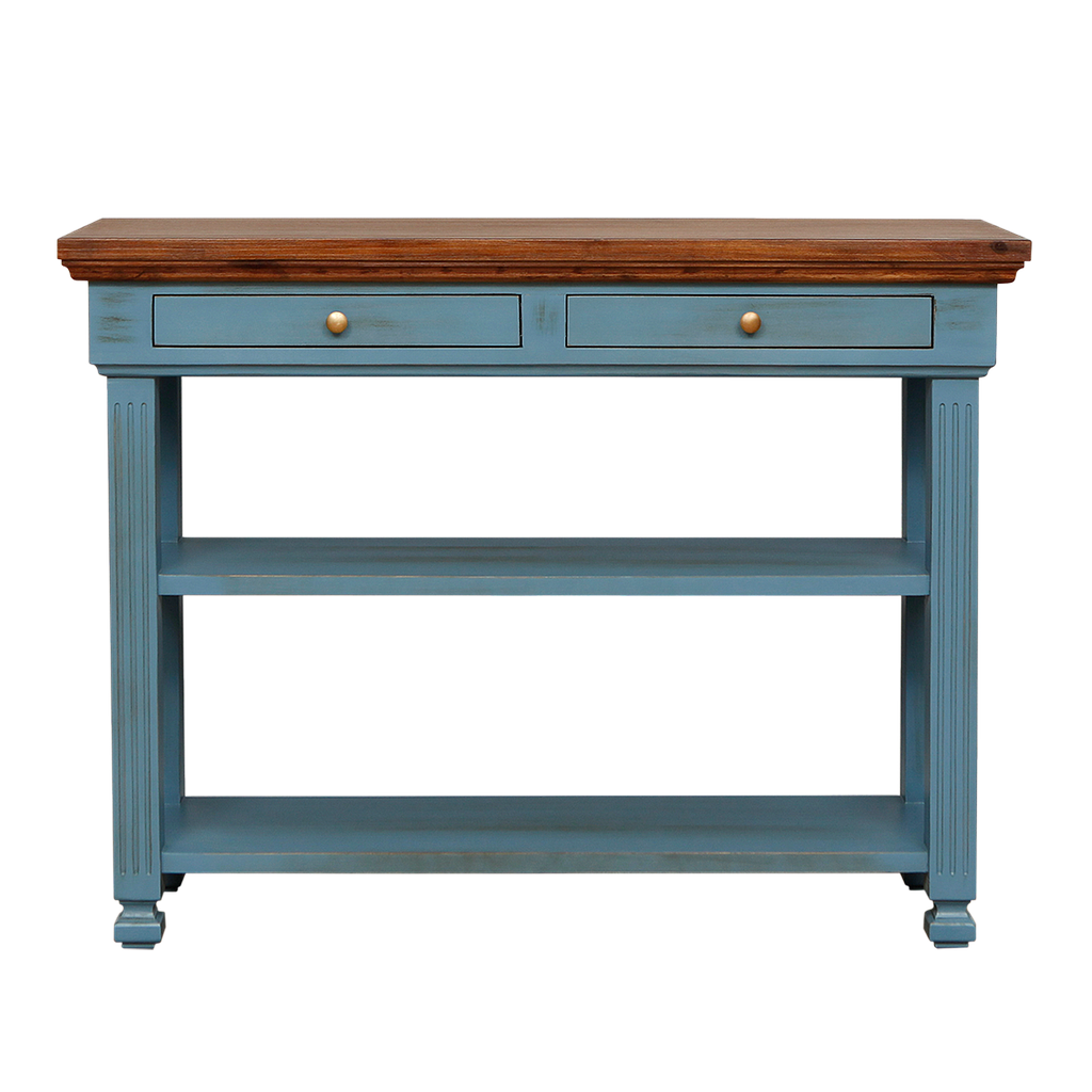 SOLOGNE - Kitchen unit L110 - Shabby stone blue and Washed antic