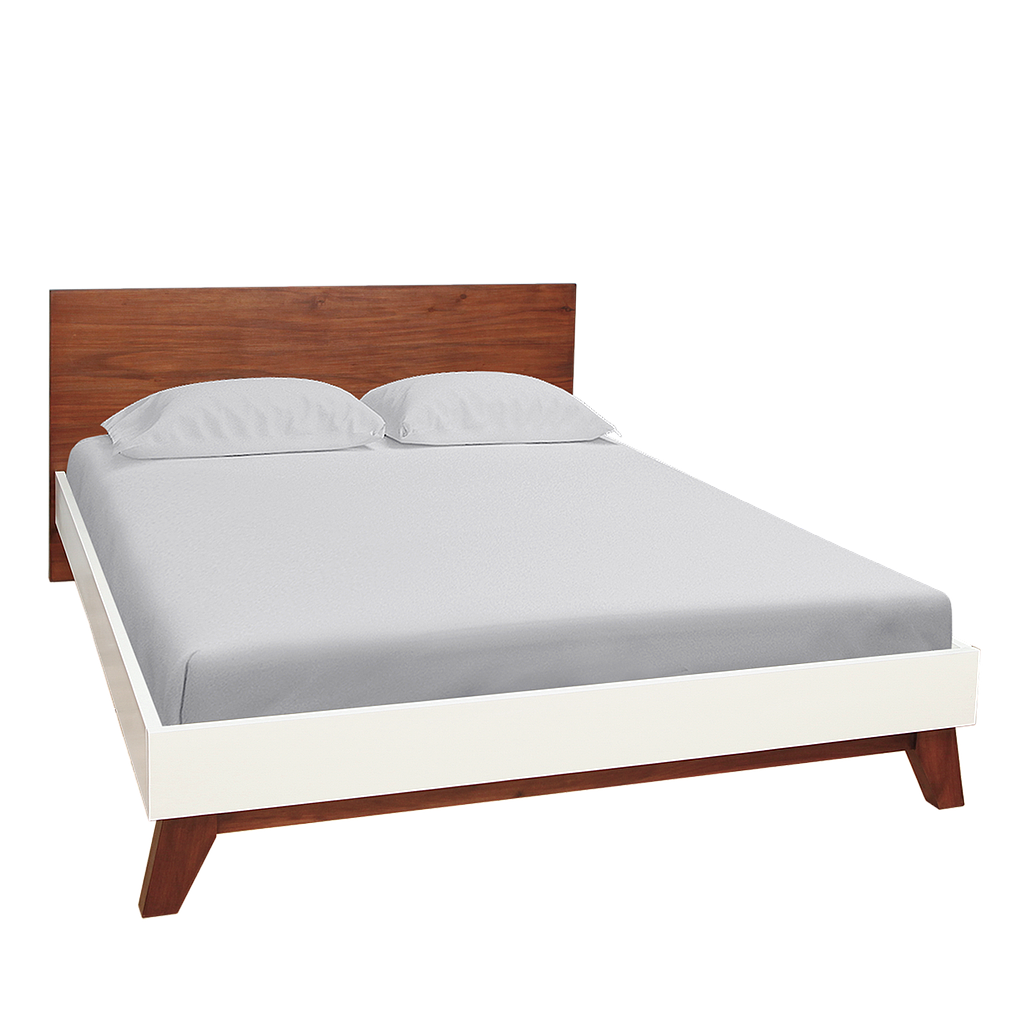 OSLO - Double size bed 140x200 - Washed antic and White lacquer