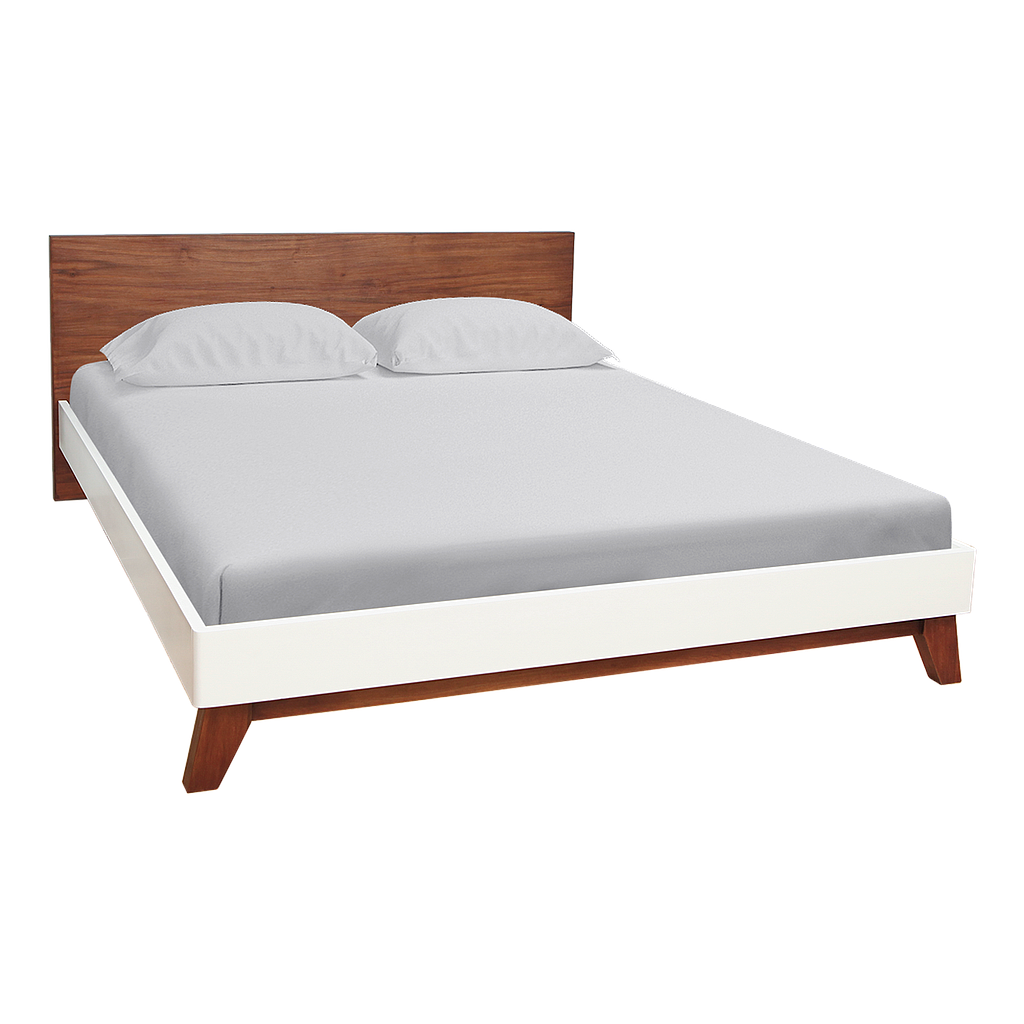 OSLO - Queen size bed 160x200 - Washed antic and White lacquer
