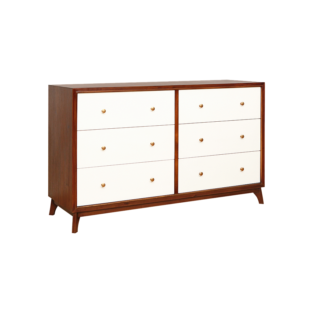 FELICITY - Chest of drawers L140 x H86 - Washed antic and white
