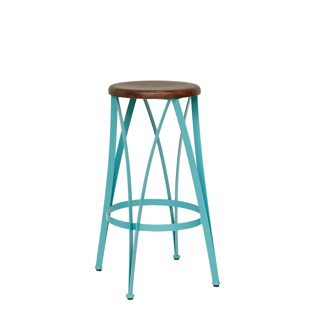 CARL - Bar stool H70 - Water blue and washed antic