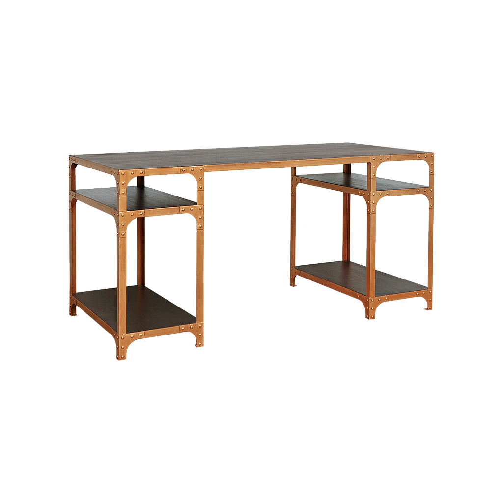 MANHATTAN - Desk L150 x W70 - Vintage brass and Mokka