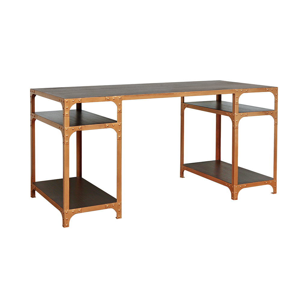 MANHATTAN - Desk L150 x W70 - Vintage brass and Mokka
