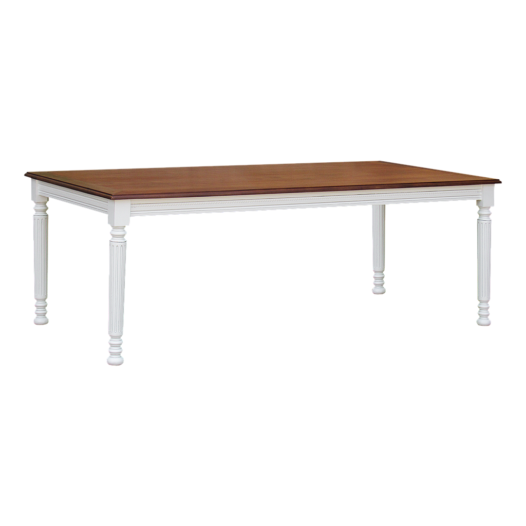 ORLEANS - Dining table L200 x W100 - Brushed white and Washed antic