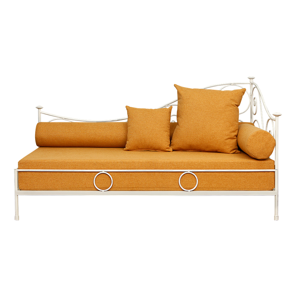 LEODIE - Meridienne Sofa L182 - Patina white and Yellow cover