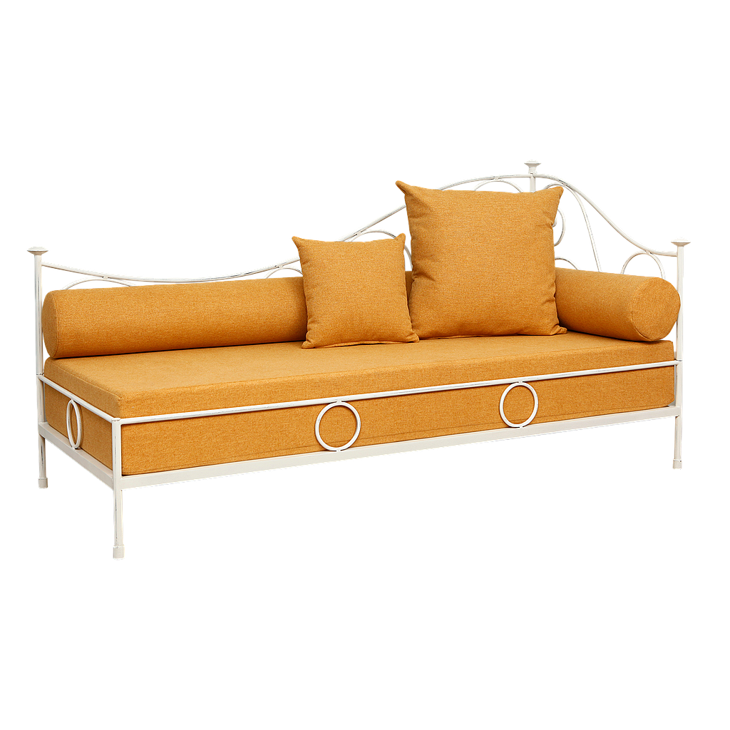 LEODIE - Meridienne Sofa L182 - Patina white and Yellow cover