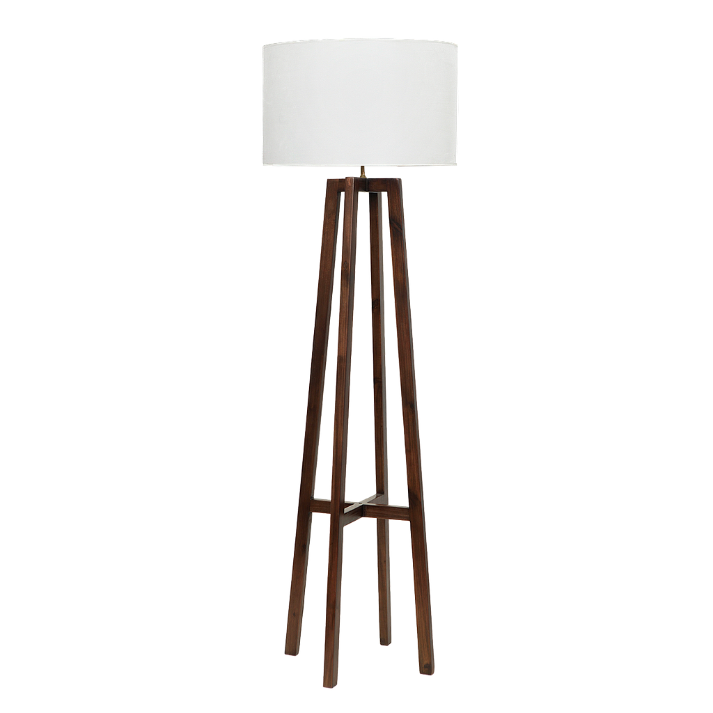 COPENHAGEN - Wooden floor lamp H165 - Mokka and multicolor lampshade