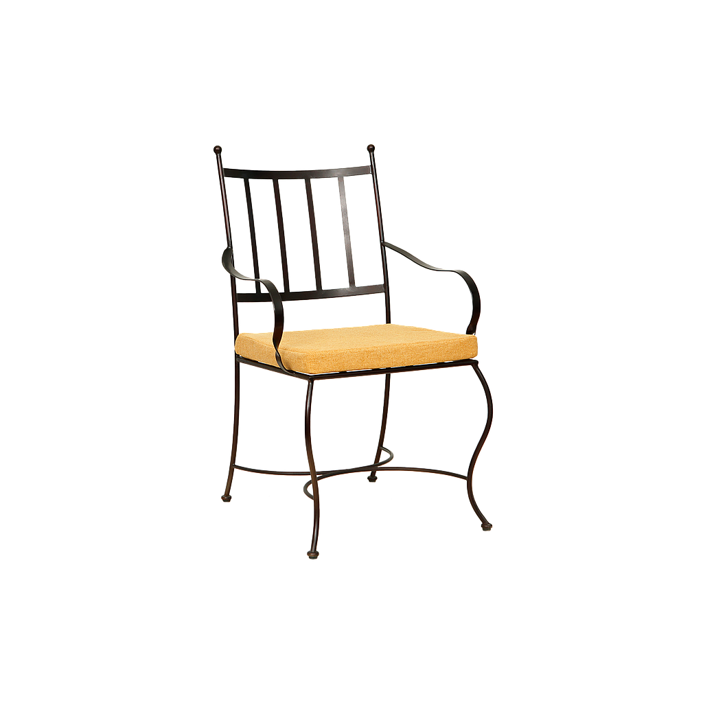 CRUCIANO - Wrought iron chair - Burnish and Yellow fabric