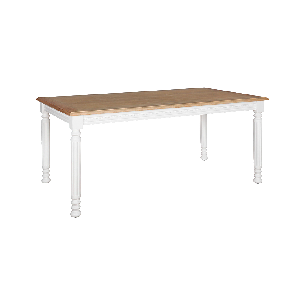 ORLEANS - Dining table L160 x W90 - Brushed white and Natural oak