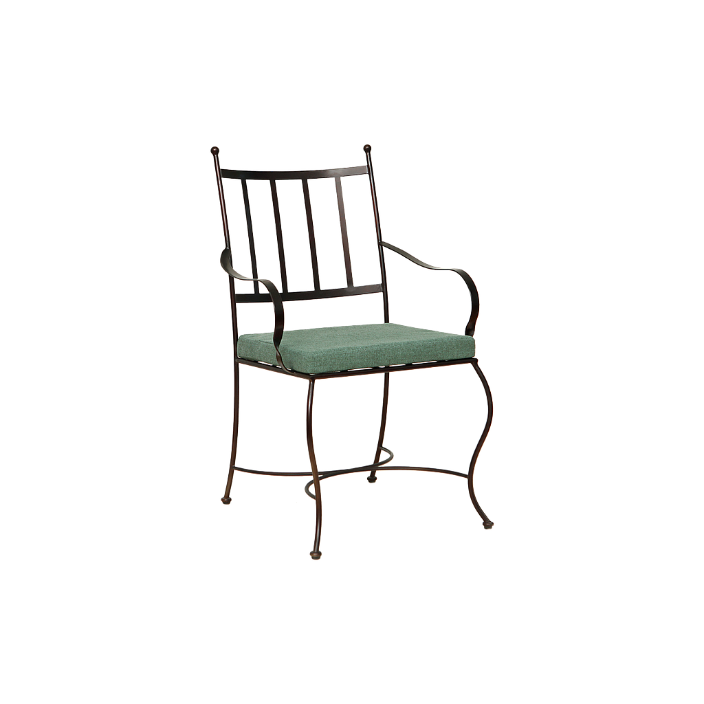 CRUCIANO - Wrought iron chair - Burnish and Pine green fabric