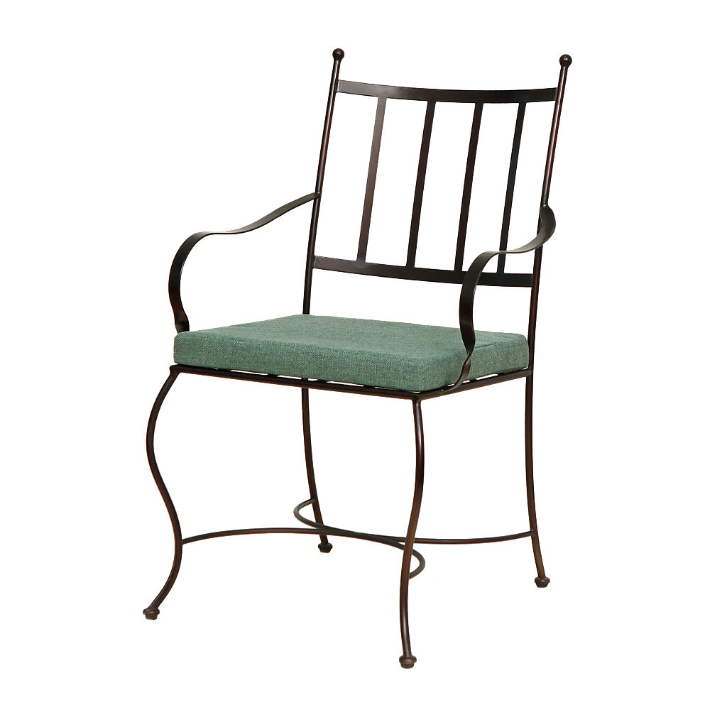 CRUCIANO - Wrought iron chair - Burnish and Pine green fabric