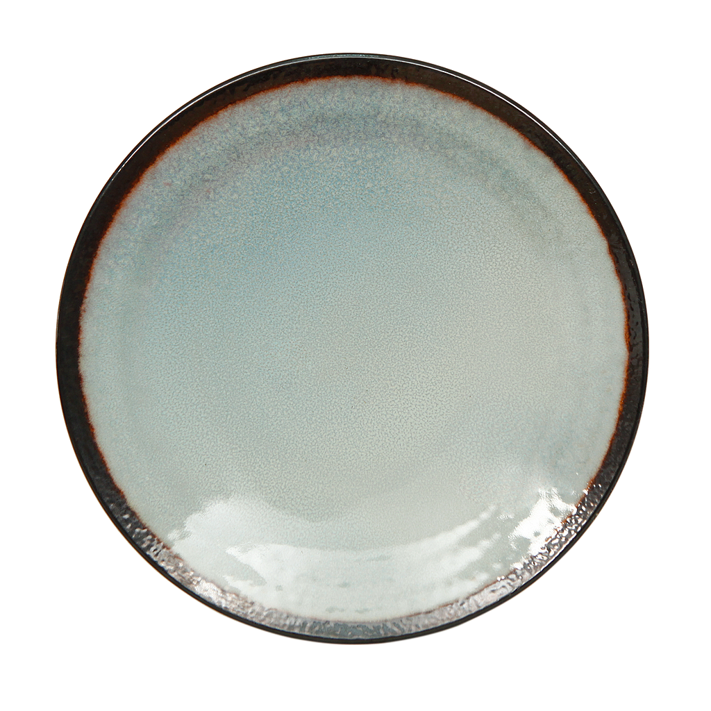 Dinner plate Diam.29 - Light blue with outline dark brown