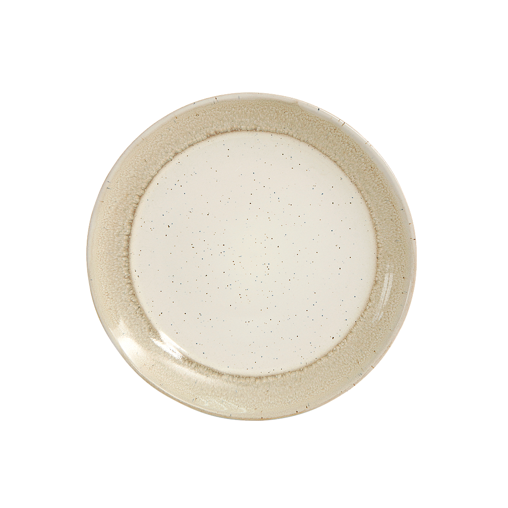 BLANCA - Dessert plate Diam.21 - White with outline beige