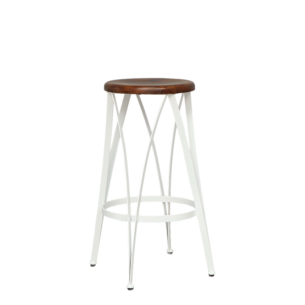 CARL - Bar stool H70 - White and Washed antic