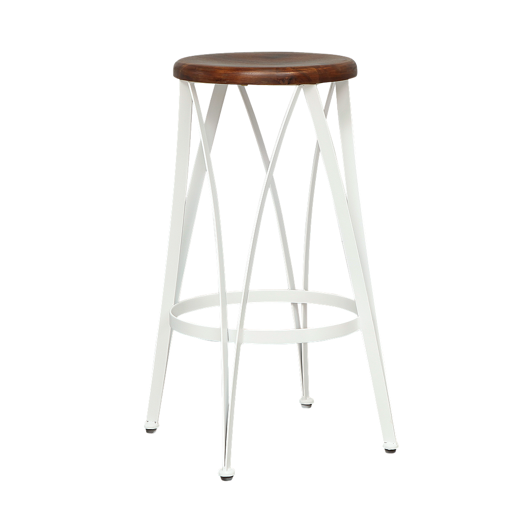 CARL - Bar stool H70 - White and Washed antic