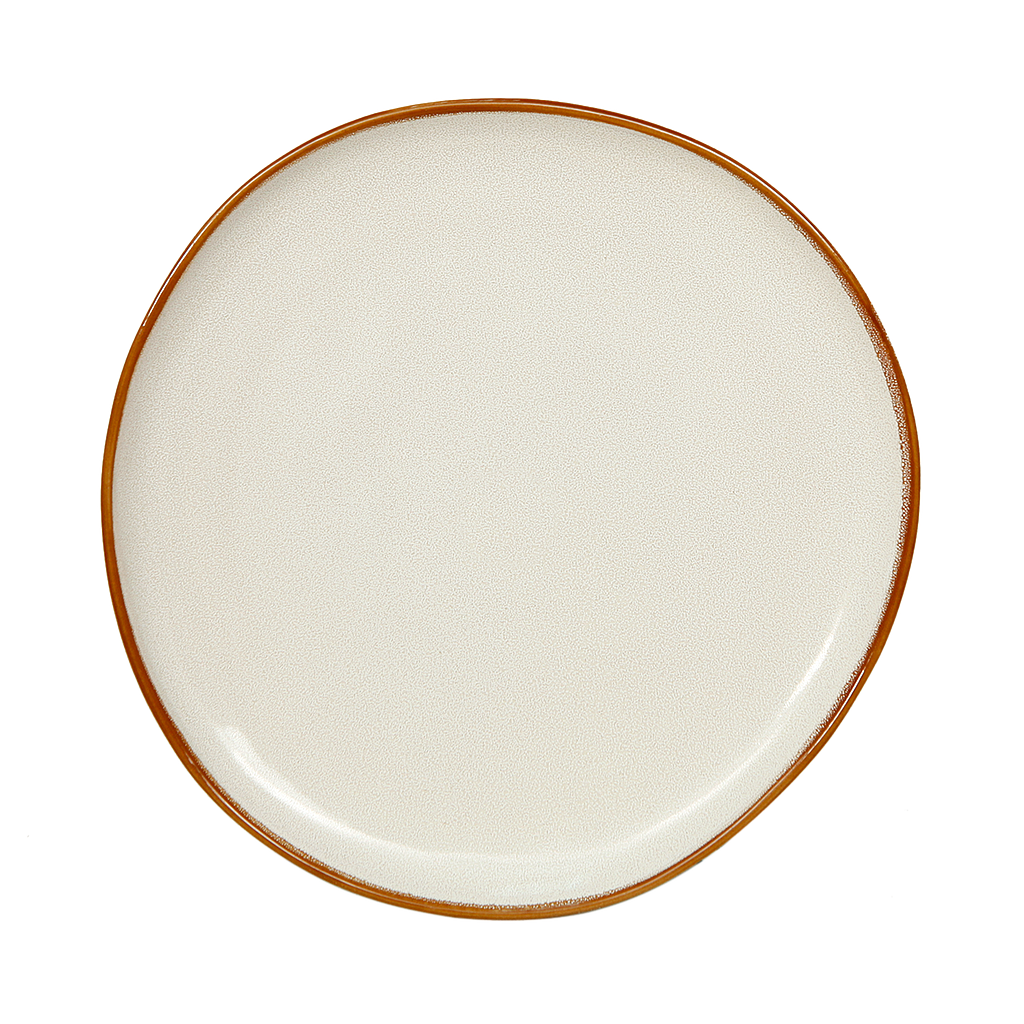Dinner plate Diam.27 - White with dark brown outline
