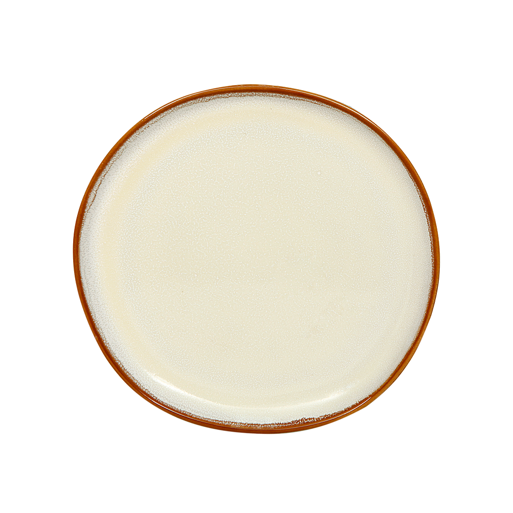 Dinner plate Diam.22 - White with dark brown outline