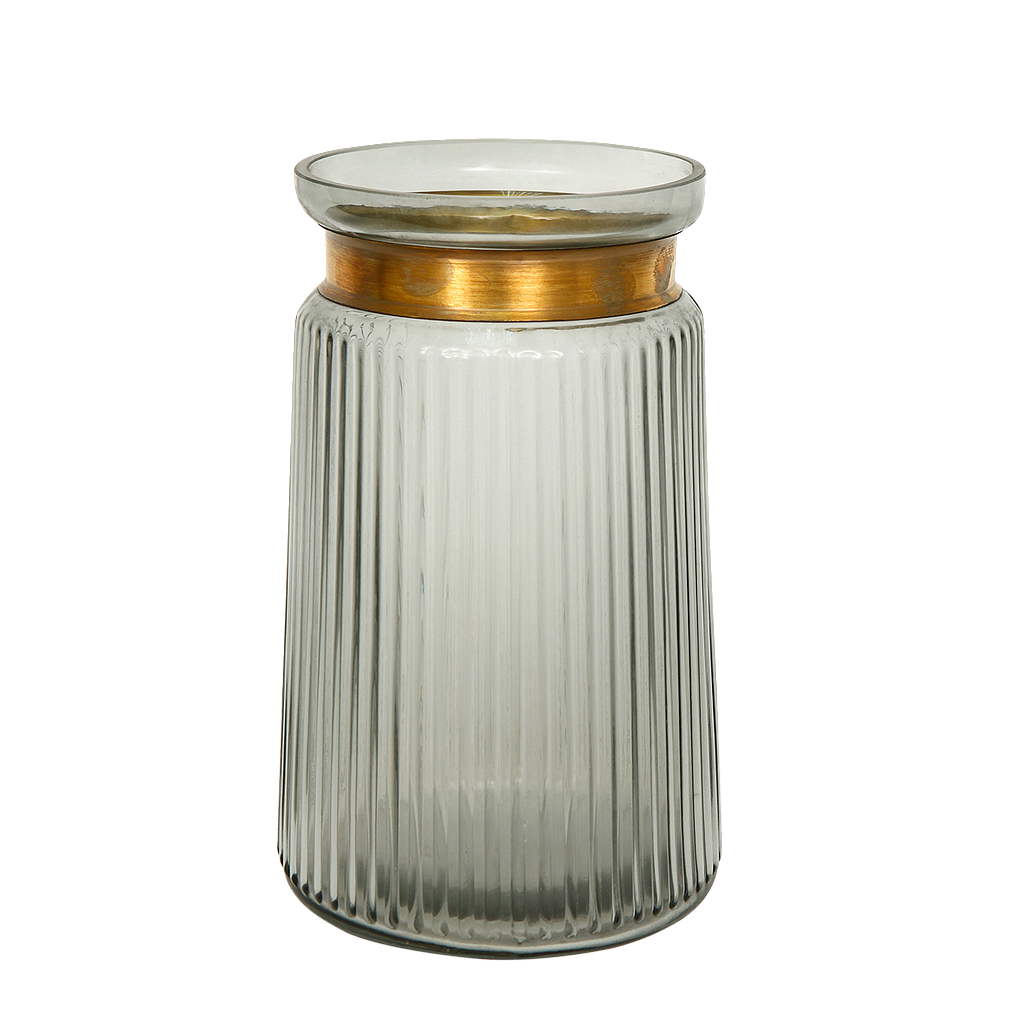 THEMIS - Grey glass vase H17 - Golden necklace