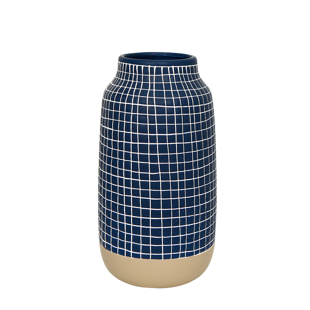 CANDANCE - Blue vase with light grey base L14 x H25