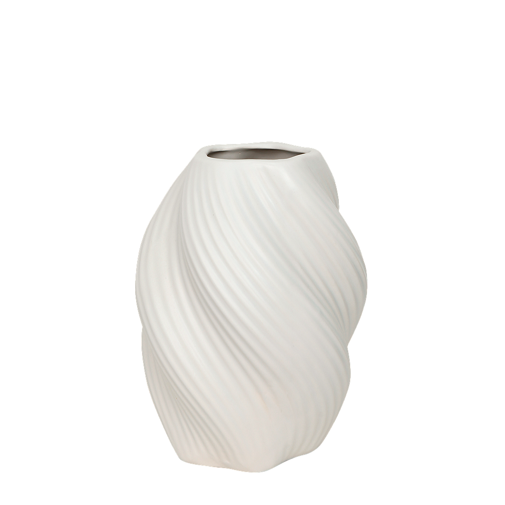 PETRIGO - Cross ribbed vase L15 x H20 - White