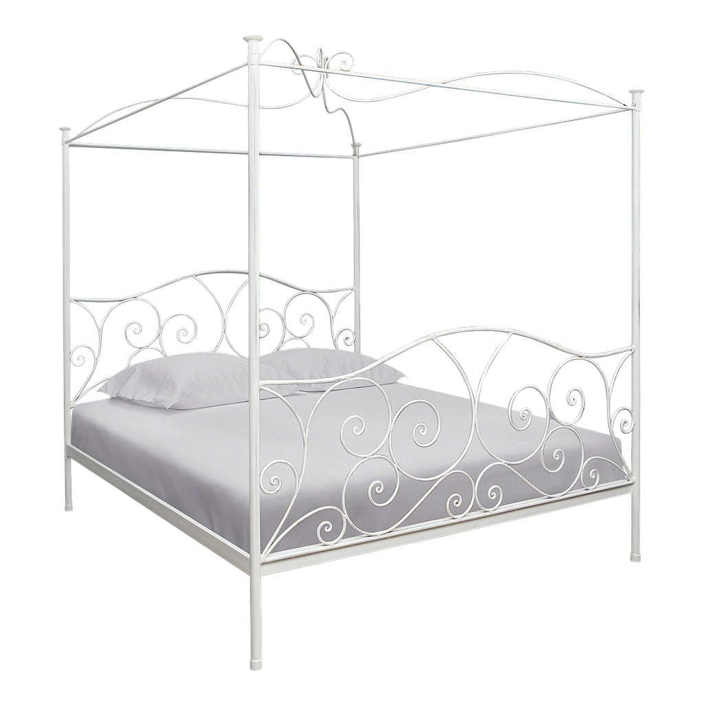EVE - Wrought iron king size bed 180x200 - Patina white