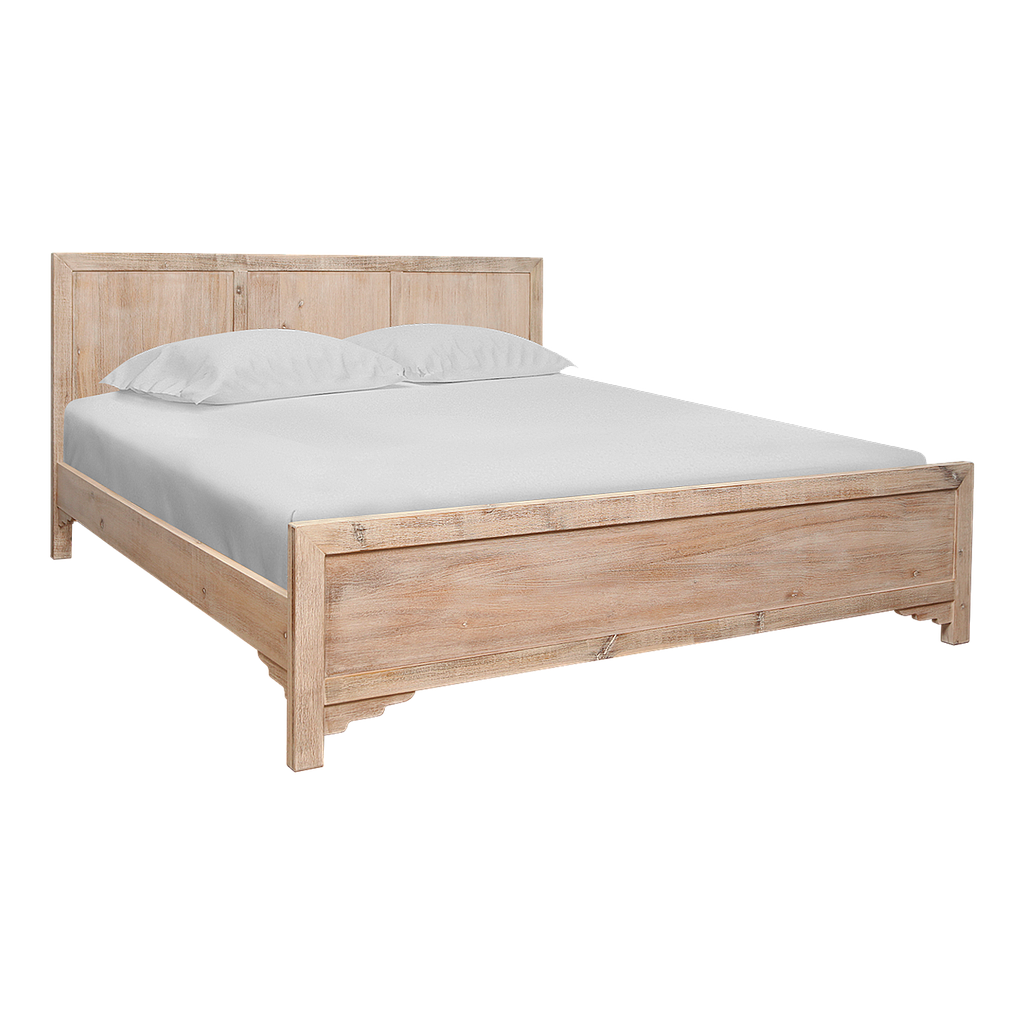 Queen size bed 180x200 - Whitened acacia