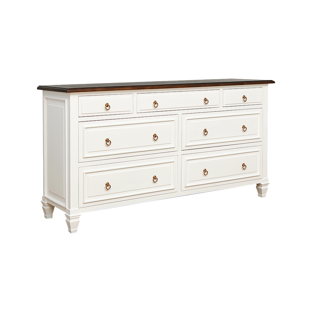 EDYN - Chest of drawers L160 x H85 - Brushed white and Mokka