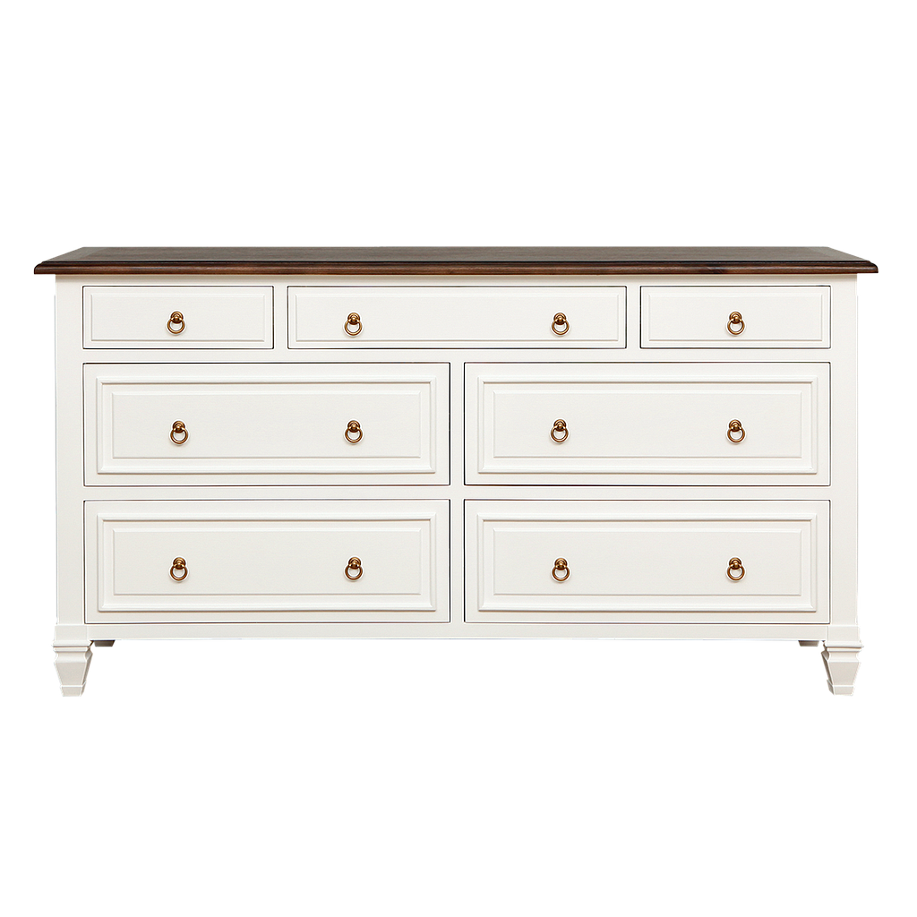 EDYN - Chest of drawers L160 x H85 - Brushed white and Mokka