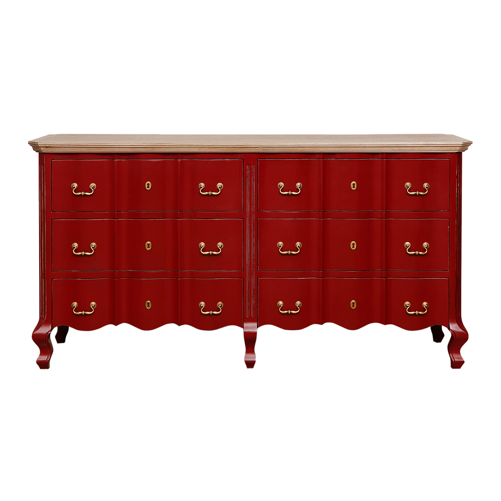 ALEXIA - Chest of drawers L163 x H85 - Brocante chinese red and Toffee