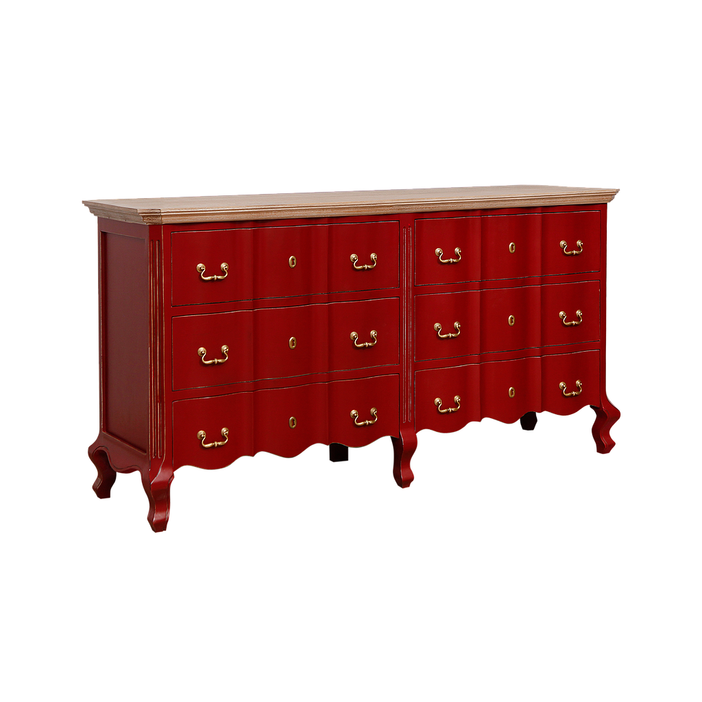 ALEXIA - Chest of drawers L163 x H85 - Brocante chinese red and Toffee