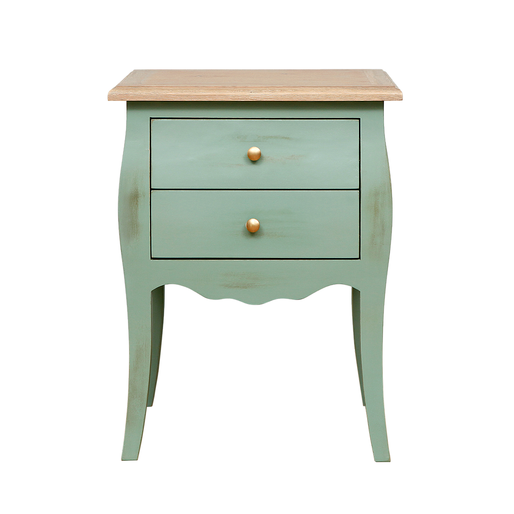 FLORIE - Bedside table H65 - Shabby mint and Toffee