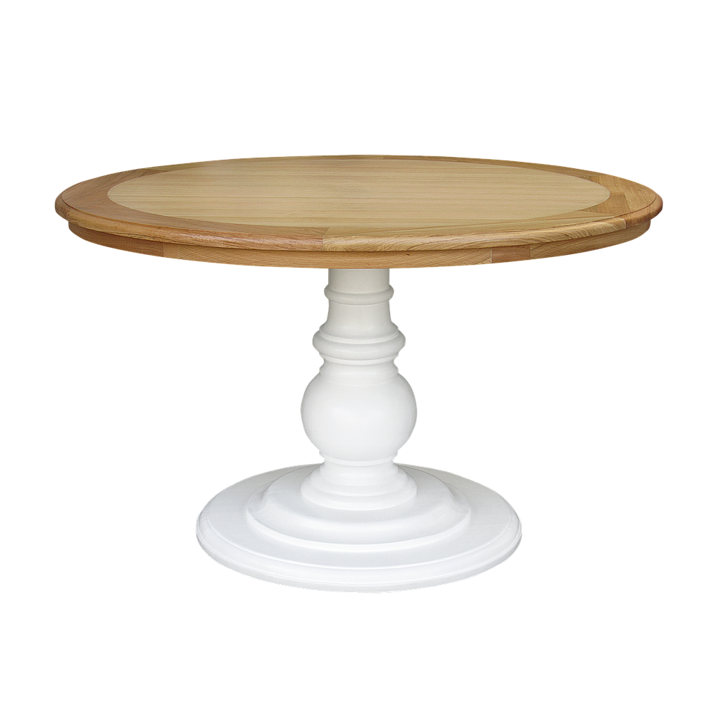 ALISSON - Dining table Diam.120 - Brushed white and Natural oak